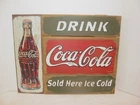 VINTAGE 1997 ICE COLD COCA-COLA SOLD HERE WOODEN SIGN MEMO BOARD 18" x 22"