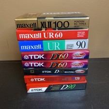 blank cassette tapes lot Of 8 sealed Cassettes Maxell TDK 120 90 60 min UR XLII