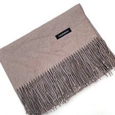 Cashmere Scarf Cashmere Unisex OS Taupe Excellent Fringe Pashmina Wrap
