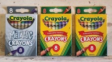 Lot Of 3 Boxes Crayola Crayons 8 Count Metallic Classic Coloring Classroom
