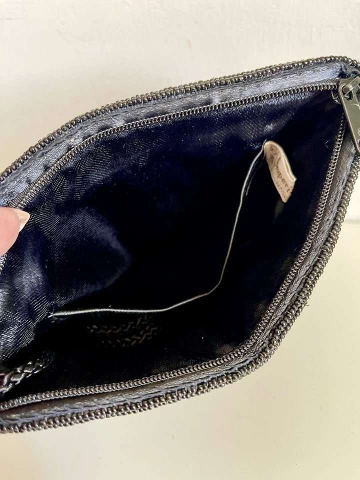 Bolso sin asas vintage de tela negra y cuentas de moda imperial bolso de noche Foto 3 de 4