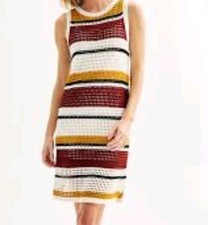  Nine West crochet knee-length dress with a variegated stripes Size L NWOT