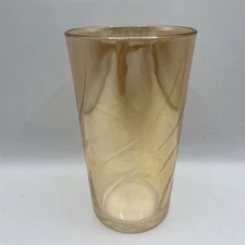 Vintage Jeanette Glass Swirl Marigold Carnival Glass Tumbler Iridescent
