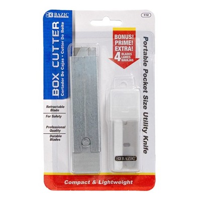 BAZIC PRODUCTS Cutters w 4 Replacement Blades tube Steel Multicolor 8 inches 0