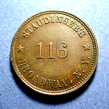 1863 CWT Storecard Staudinger's Confectioner New York NY-630-BS-2a  R-1 Ch. BU