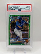 2021 Bowman Draft Ronny Mauricio Green Sparkle Refractor #/99 METS #BDC52 PSA 10