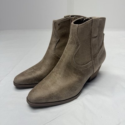 NEW DV by Dolce Vita Pueblo Booties Sz 8 Suede Ankle Boots Zip Brogue Brown