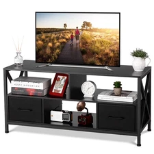 TV Stand for 50 inch TV, Entertainment Center with Fabric Drawers, Entertainm...