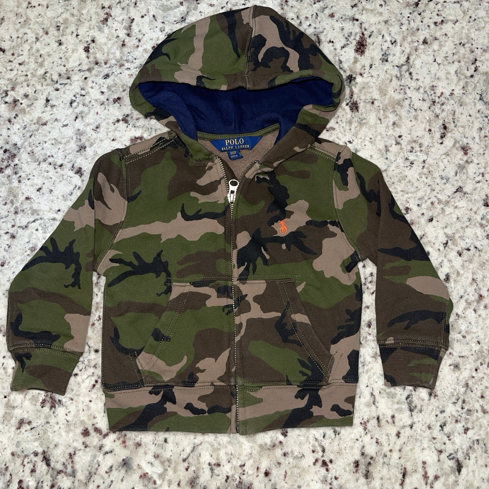 Polo Ralph Lauren ragazzo taglia 2 2T mimetica full zip felpa con cappuccio bambino pony