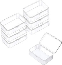 6 Pieces Mini Plastic Storage Containers Box with Lid,Clear Rectangle Box for Co