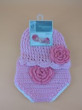 Pink Hand Crocheted Hat  Diaper Cover Set, 0-9M, Brand New w Tags Walmart