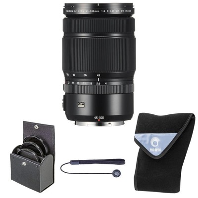 Fujifilm GF 45-100mm f/4 R LM WR Lens, with 82mm Filter Kit and 19x19'' Lens Wrap