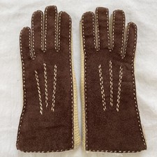 Vintage Aris Suede Leather Lined Brown Tan Gloves Womens Small MCM