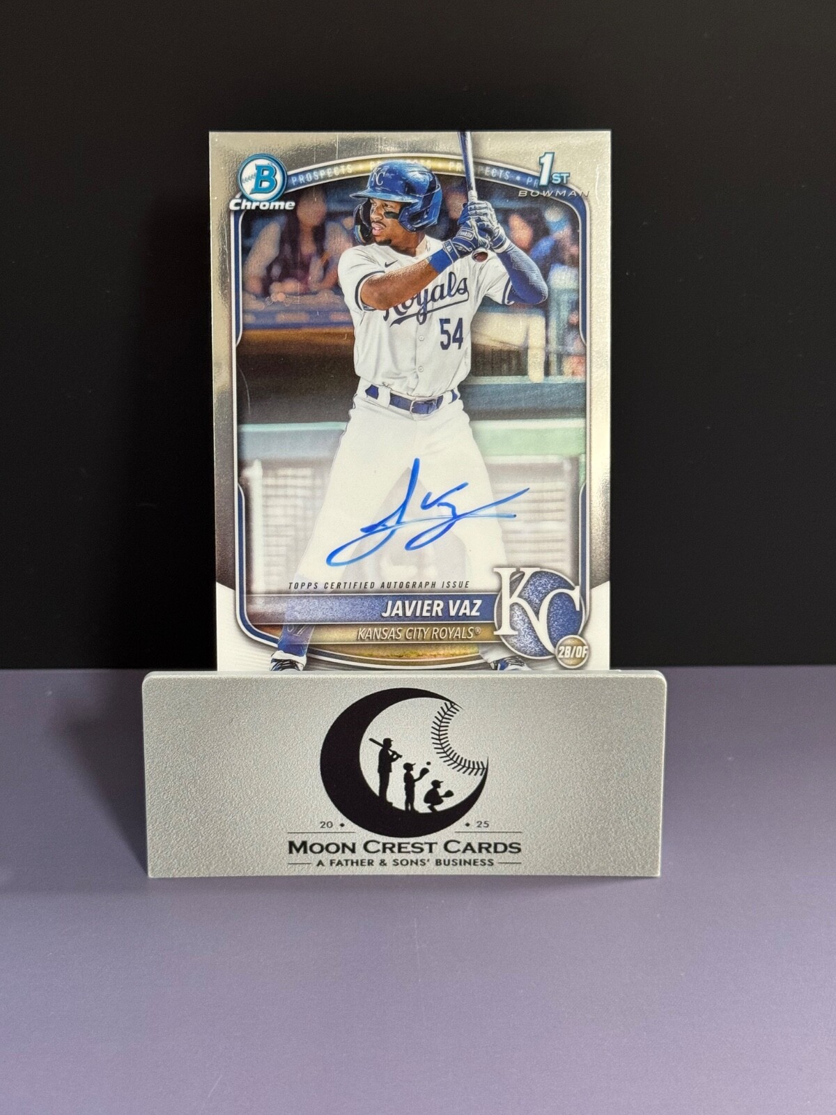 Javier Vaz (1st | Auto) -- 2025 Bowman Chrome #CPA-JVA Kansas City Royals RC