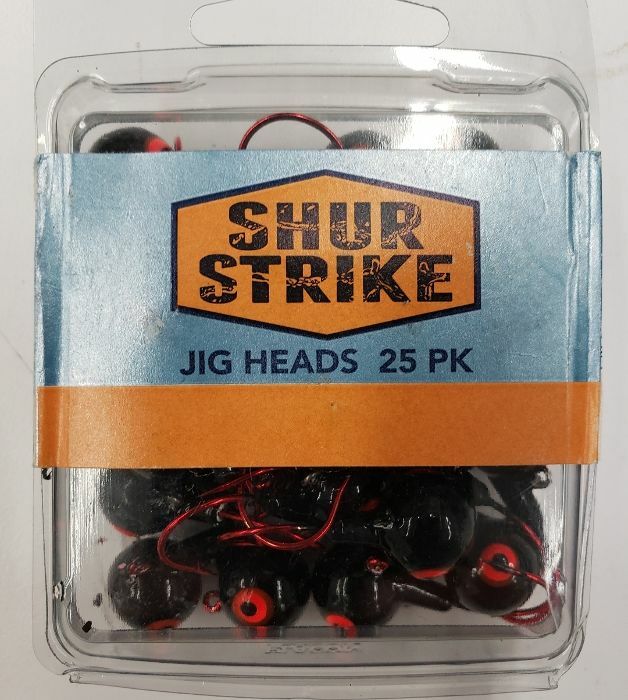 SHUR STRIKE 25-Pack 3/8 Oz Perch Jig Heads With Red Hook - Walleye, Bass & Panfish
