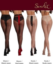 Scarlet - Womens 15 Denier Sheer Back Seamed / Seamer Tights M & L