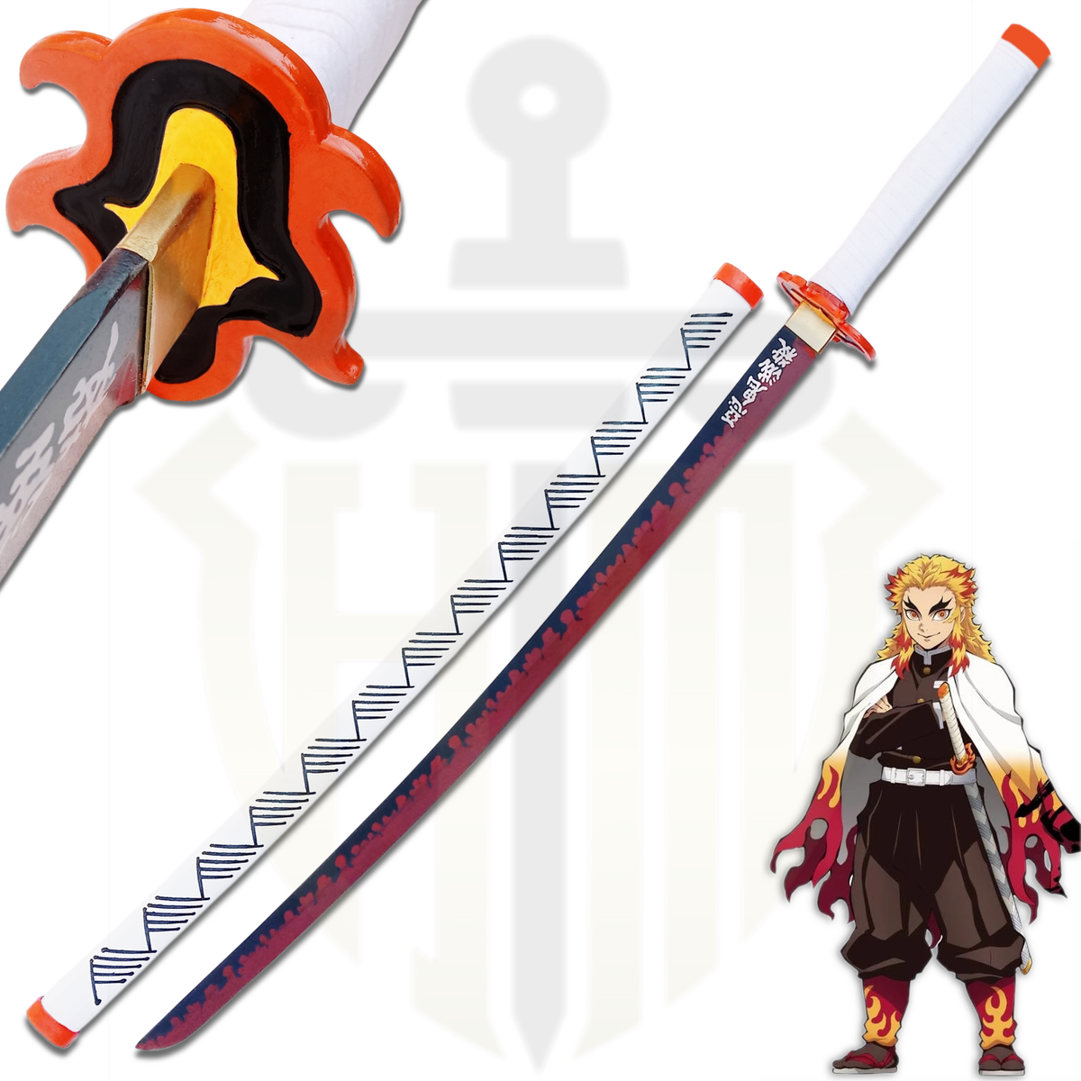 1095 Full Tang Rengoku Sword Demon Slayer Swords Orange Nichirin