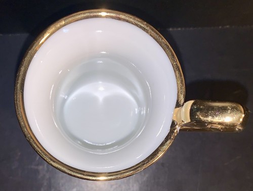 Lefton Demitasse Footed Cup 07680 Blue White Gold Flowers Vintage - Picture 8 of 11