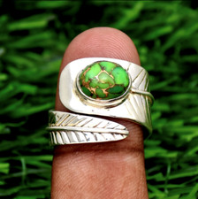 Green Turquoise Ring 925 Sterling Silver Ring Designer Jewelry Gift Jewelry MO23