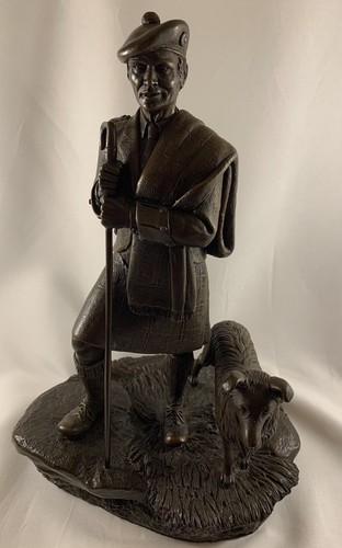 TOM MACKIE signiert Heredities Scottish Laird & Collie Skulptur um 1980