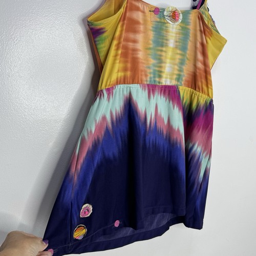 NRS Watercolor Belted Cami Flower Appliqué Spaghetti Straps Camisole Stretch M - Picture 4 of 6
