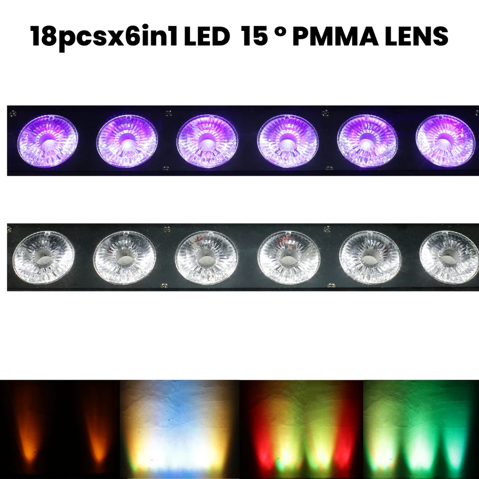 2PCS IP65 18x6in1 RGBWA UV Led Wall Washer Light DMX Wash Light DJ Wash Light - Image 4 of 4