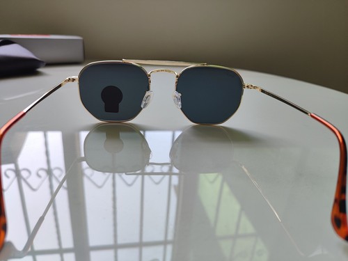 ray ban 3648 Sechseckiger Rahmen Design Sonnenbrille schwarz grau klassischer St - Bild 5 von 6