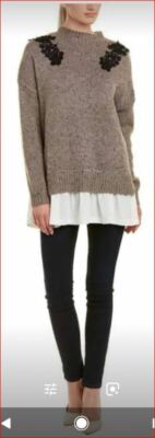 Willow & Clay Damen Pullover Rock WS6849CAT Beige Weiß Creme XS UVP 88 $
