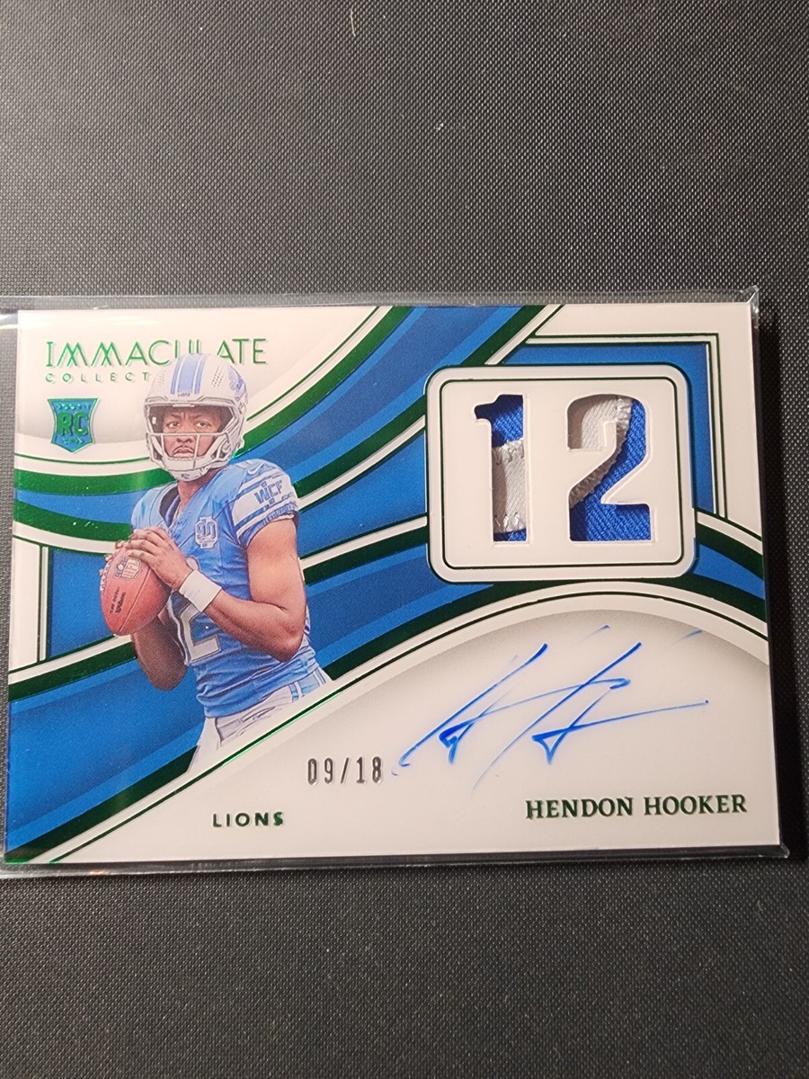 2023 Immaculate Hendon Hooker Numbers Rookie Patch Auto /18 fotl  display picture 1