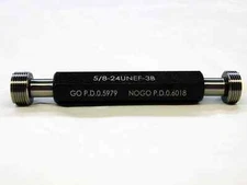 NEW 5/8 24 UNEF 3B THREAD PLUG GAGE .625 GO NO GO P.D.'S = .5979 & .6018 TOOLS