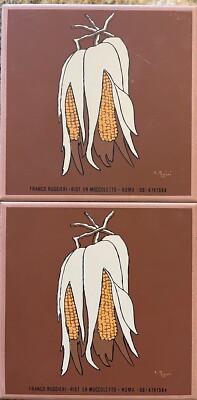 2 Franco Ruggieri Handmade Corn Harvest Tiles Made In Italy Terracotta Tiles 6x6