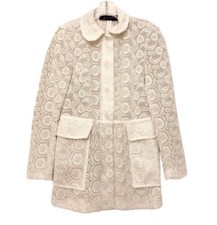 ZARA WHITE FLORAL EMBROIDERED COAT Size: XS