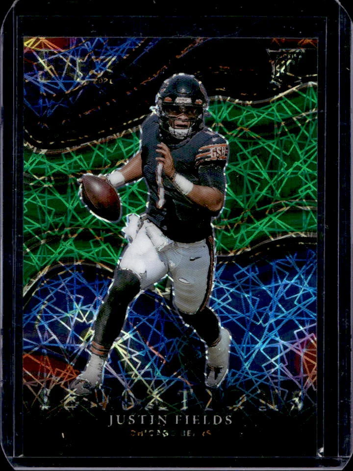 2021 Select Justin Fields Sensations Green Lazer Prizm Rookie RC #3/5 Bears