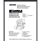 Sears Kenmore Overlock 3/4D Sewing Serger 385.16641 Owner's Manual 96 Pages