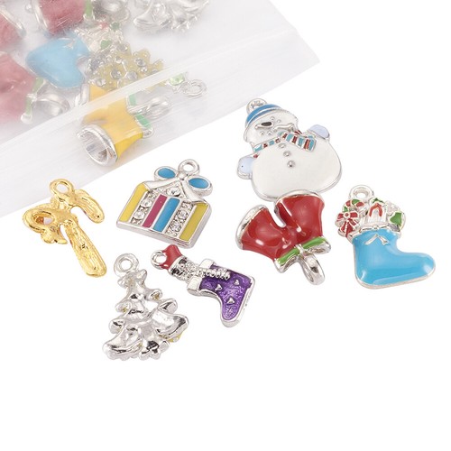 100pc Alloy Enamel Cute Pendants Christmas Mini Charms Jewelry Making 7.5~17.5mm - Picture 3 of 4