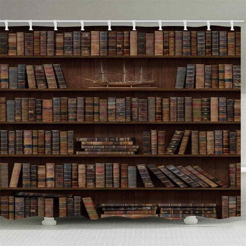Books On The Shelf 3D Shower Curtain Waterproof Fabric Bathroom Decoration - Bild 6 von 9
