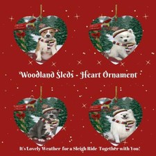 Woodland Sled Dog Cat Pet Photo Lovers Heart Christmas Tree Ornament