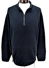 EDDIE BAUER Men  s Size TALL L Black 1/4 Zip Knit Cotton Sweater AUSTRALIA Flaw 