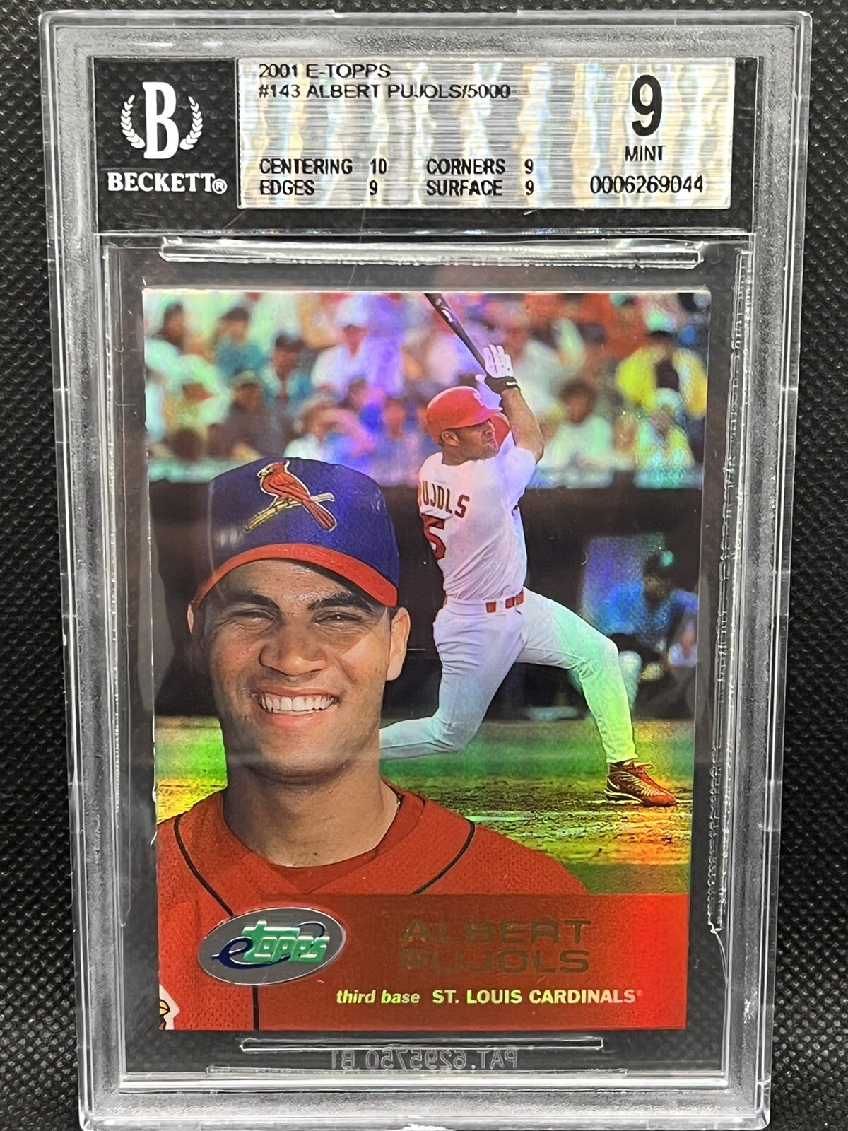 ALBERT PUJOLS 2001 E-TOPPS ETOPPS #143 RC ROOKIE ST LOUIS CARDINALS BGS 9 MINT