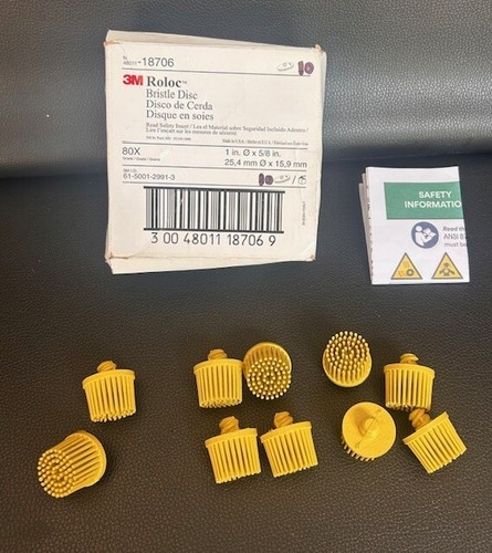 New Lot of (10) 3M 1” ROLOC Bristle Disc Yellow 80X 1” X 5/8” 18706 | eBay