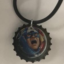 Captain America Bottlecap PENDANT Necklace Hand Made Marvel Comics Avengers