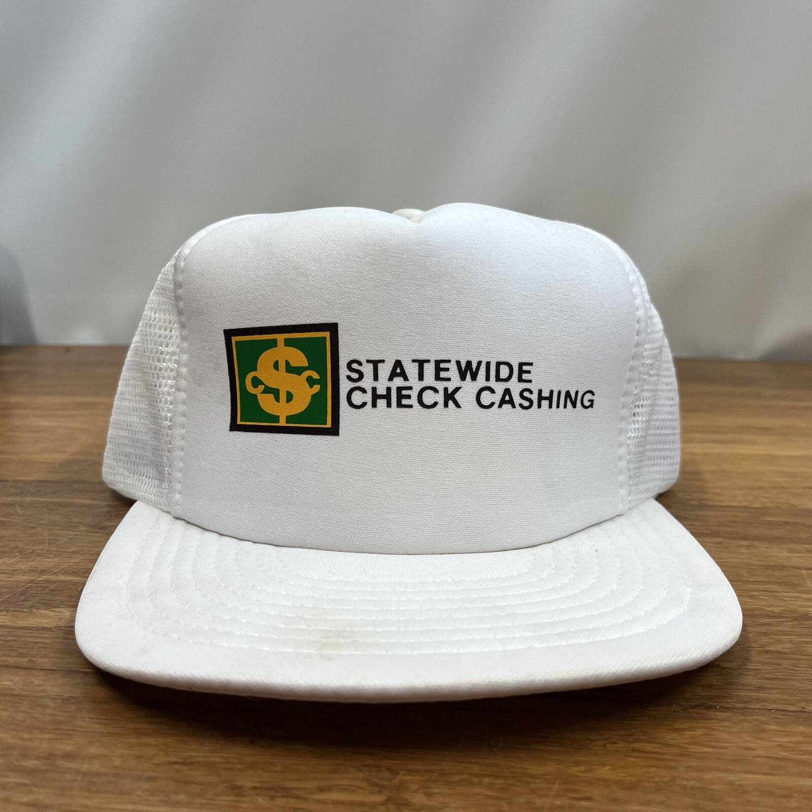 Snapback 1990s White State Wide Check Cashing Mesh Retro Rar