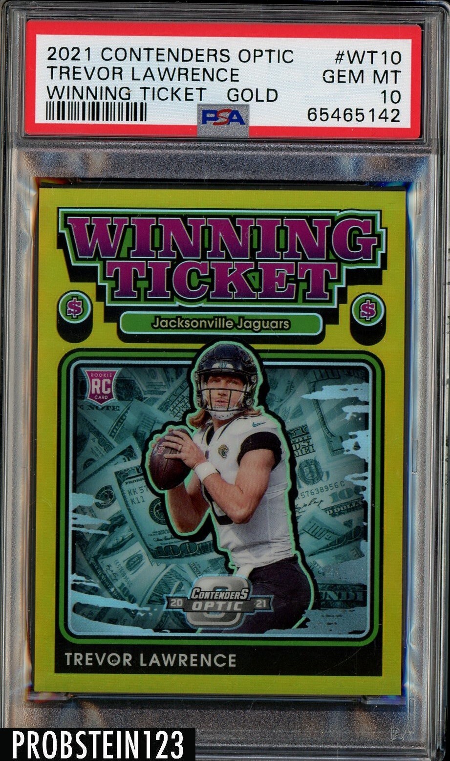 Trevor Lawrence Panini Contenders Optic Winning Tickets #WT10 Gold