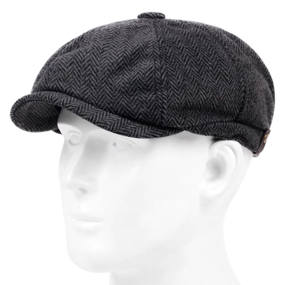 Mode Laine Gavroche Casquettes Hommes Chevrons Casquettes Plates Femmes Café Bri - Photo 2/4