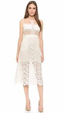 VERONICA BEARD Off White Grace Lace Eyelet Organza Sheer Illusion Midi Dress 6