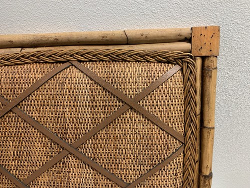 Memo Bulletin Board French Vintage Natural Bamboo Wicker Leather Straps Photos - Picture 3 of 20