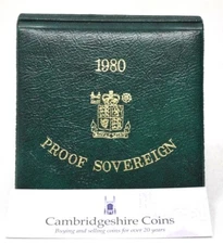 GREEN Royal Mint 1980 Proof Sovereign Coin Storage Box Only [D]