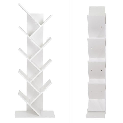 Estantería esquinera de pie madera blanca 8 niveles forma de árbol para CD´s - Imagen 2 de 5