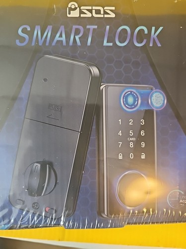Black SOS Fingerprint Key And Card System For Front Door - Picture 2 of 6