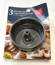 Good Cook 3 Metal Mini Non-Stick Angel Food Cake Pans Dessert 4"  New